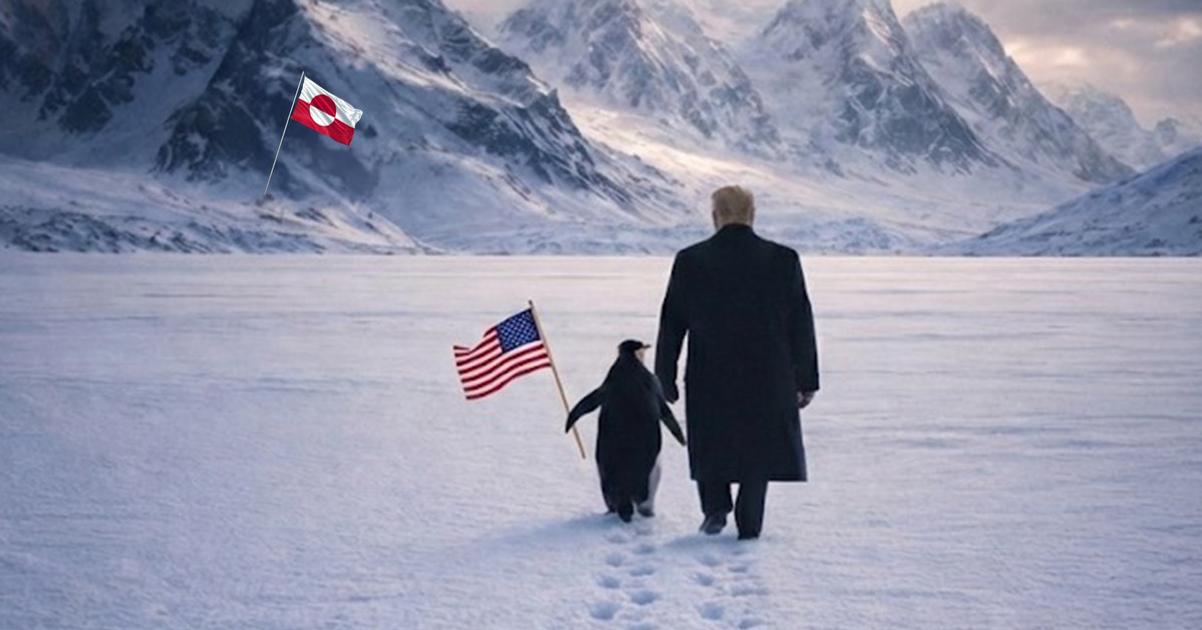 Biely dom zverejnil AI fotografiu Trumpa s tucniakom a gronskou vlajkou Vyvolala posmesne reakcie