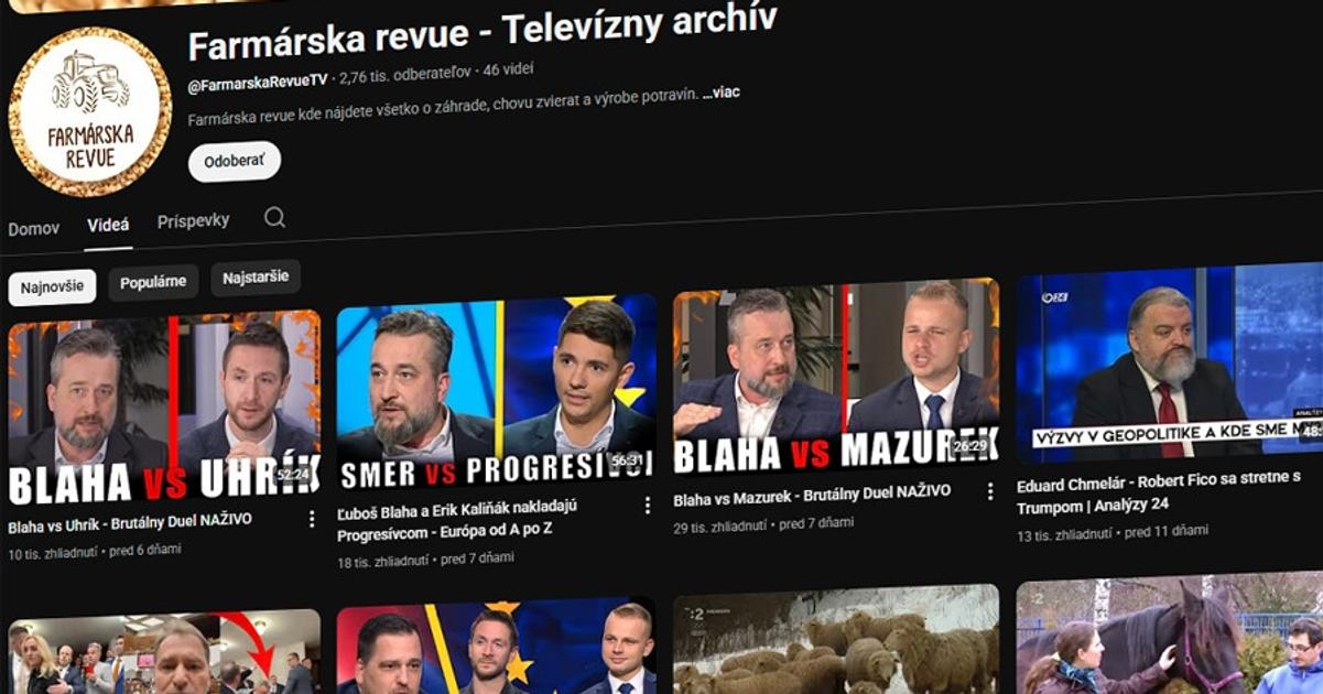 YouTube kanal kradol obsah farmarskej relacie STVR