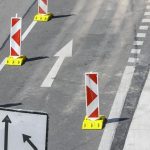 Uzavierka vyjazdu z Karlovej Vsi na most Lanfranconi